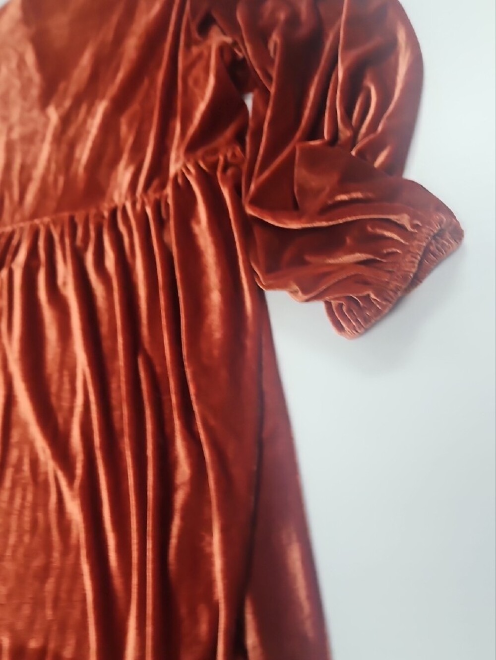 3 XL Velvet Crochet-Trim Long Sleeve Dress - Rust - Picture 9 of 13